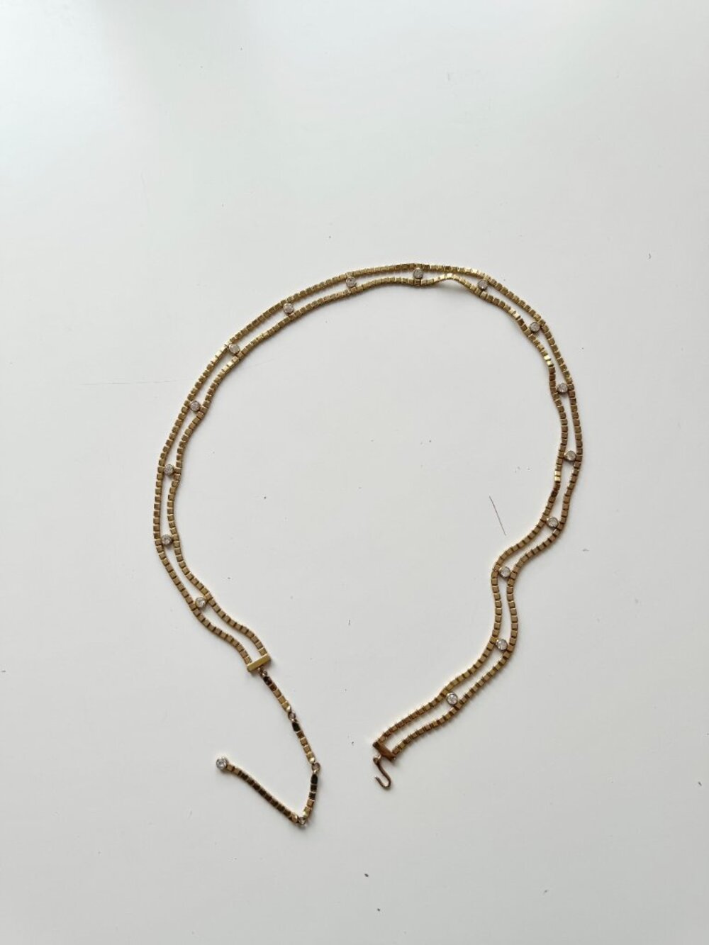 Vintage Gold Tone Block Chain Crystal Link Belt, One Size - Picture 6 of 8
